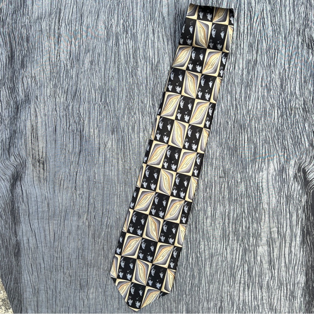 Vtg 1990s? Apple Corps Beatles themed 100% silk neck tie With The Beatles